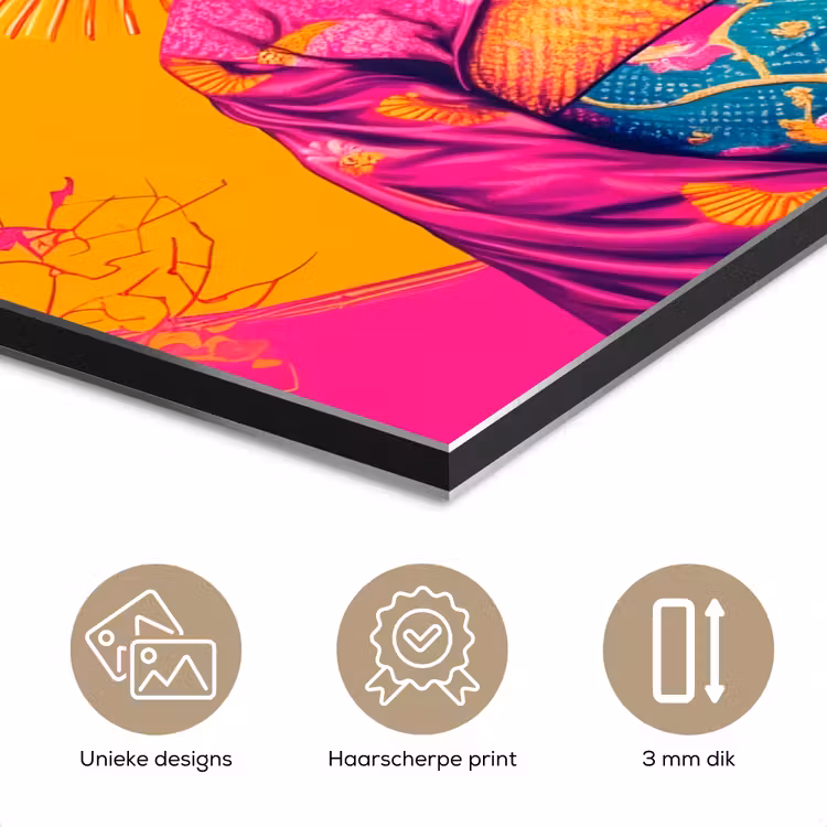 Aluminium schilderij - Bloemen - Vrouw - Kimono - Roze — 7