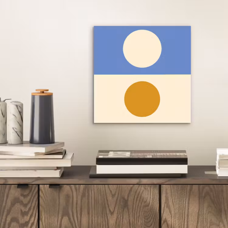 Aluminium schilderij - Cirkels - Symmetrisch - Wit - Blauw- Geel — 2