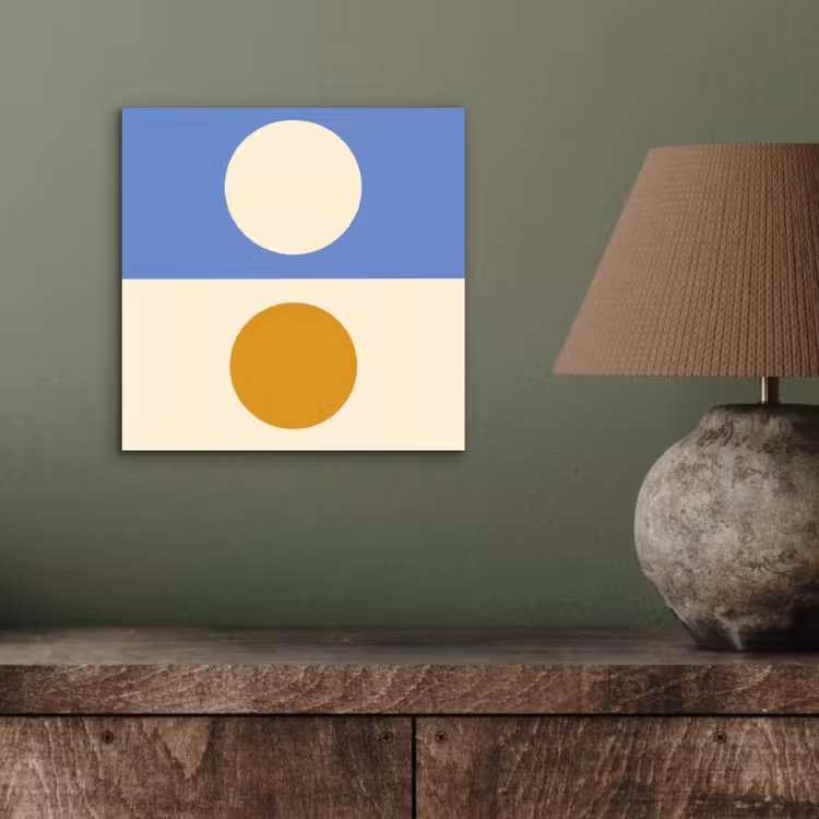 Aluminium schilderij - Cirkels - Symmetrisch - Wit - Blauw- Geel — 3