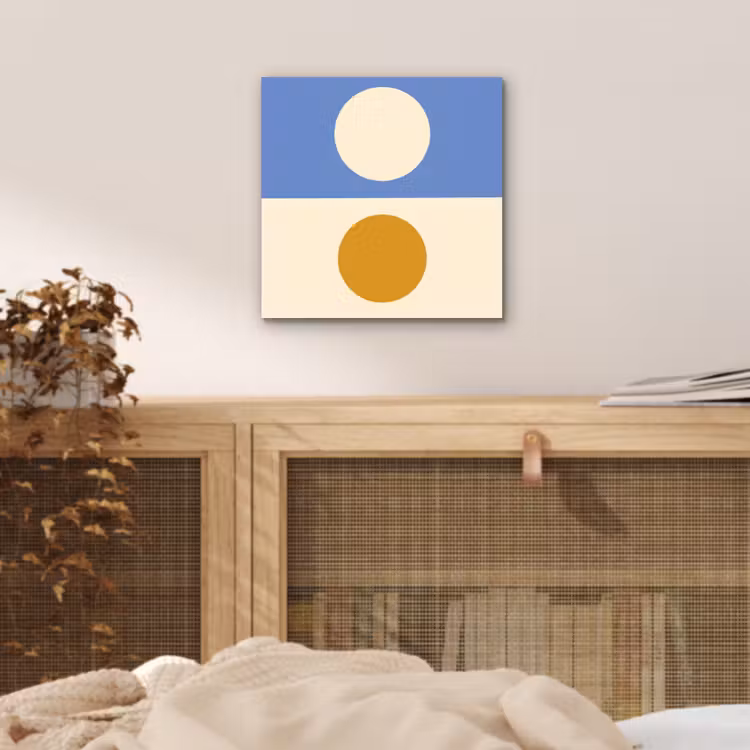 Aluminium schilderij - Cirkels - Symmetrisch - Wit - Blauw- Geel — 4