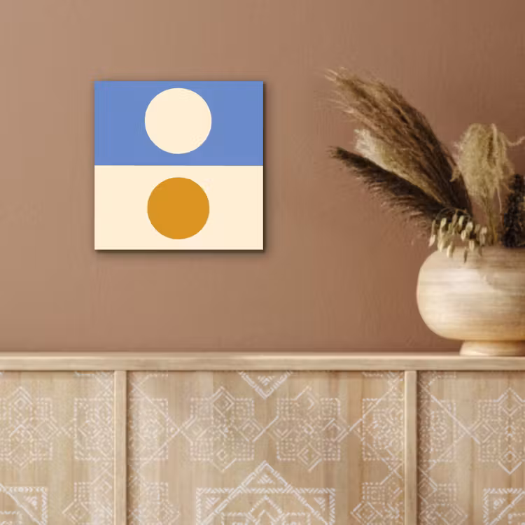 Aluminium schilderij - Cirkels - Symmetrisch - Wit - Blauw- Geel — 5