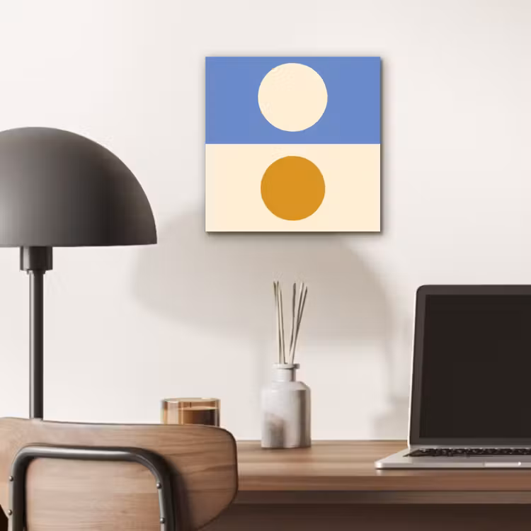 Aluminium schilderij - Cirkels - Symmetrisch - Wit - Blauw- Geel — 6