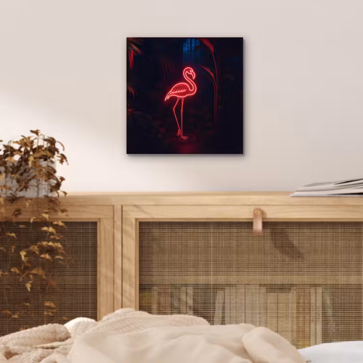 Aluminium schilderij - Flamingo - Roze - Neon - Licht — 4