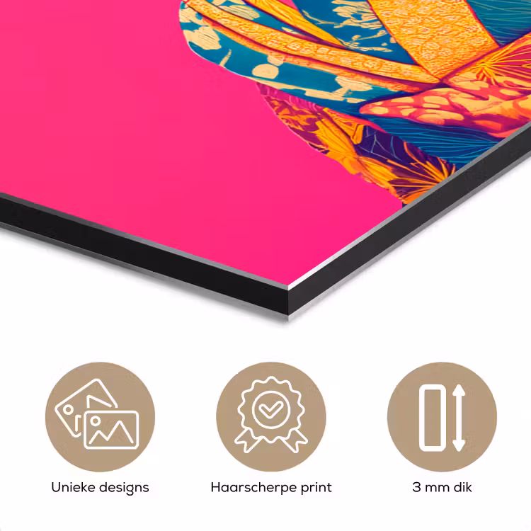 Aluminium schilderij - Hagedis - Bloemen - Roze - Kimono — 7