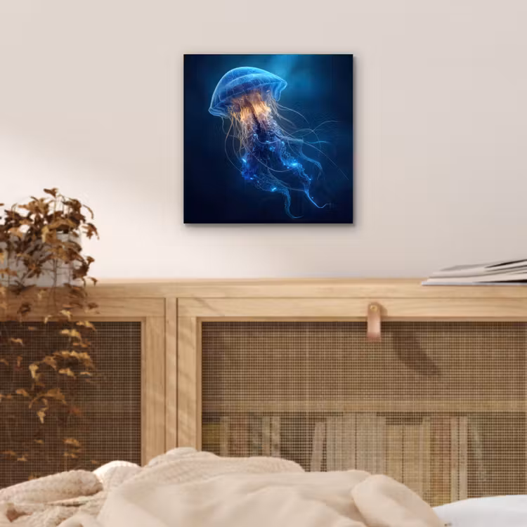 Aluminium schilderij - Kwal - Lichtgevend - Tentakels - Blauw — 4