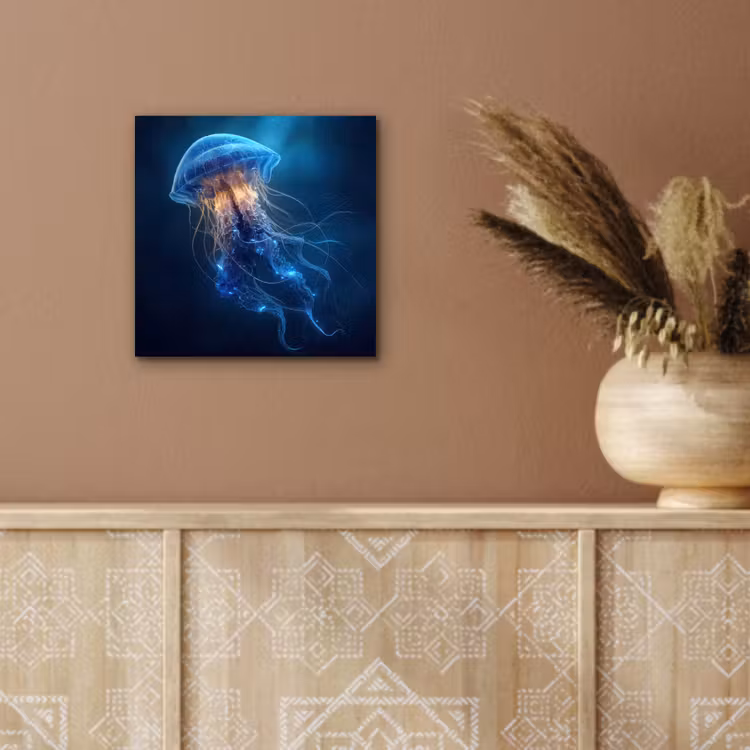 Aluminium schilderij - Kwal - Lichtgevend - Tentakels - Blauw — 5