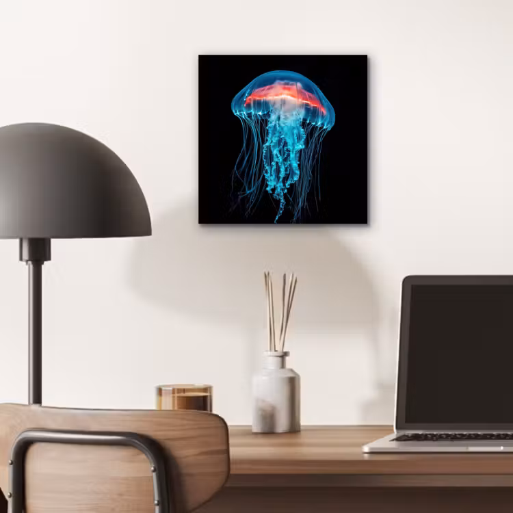 Aluminium schilderij - Kwal - Tentakels - Blauw - Licht — 6