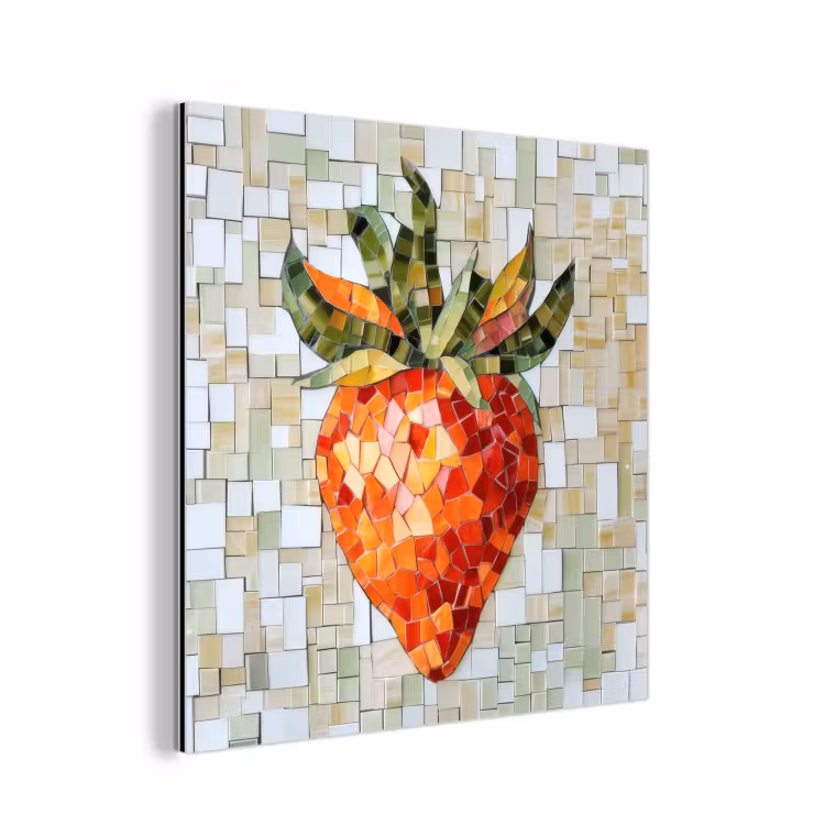 Aluminium schilderij - Aardbei - Rood - Mozaïek - Fruit — 1