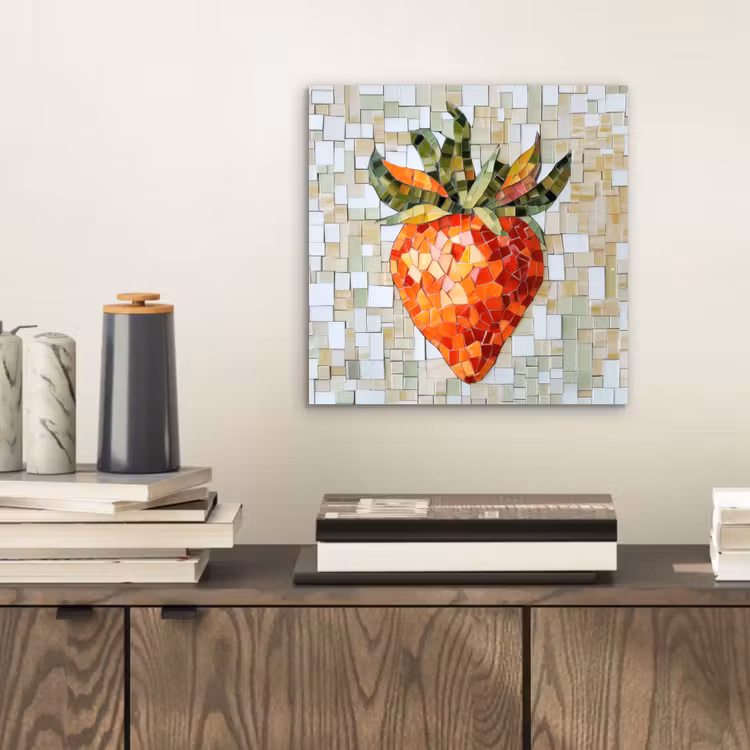Aluminium schilderij - Aardbei - Rood - Mozaïek - Fruit — 2