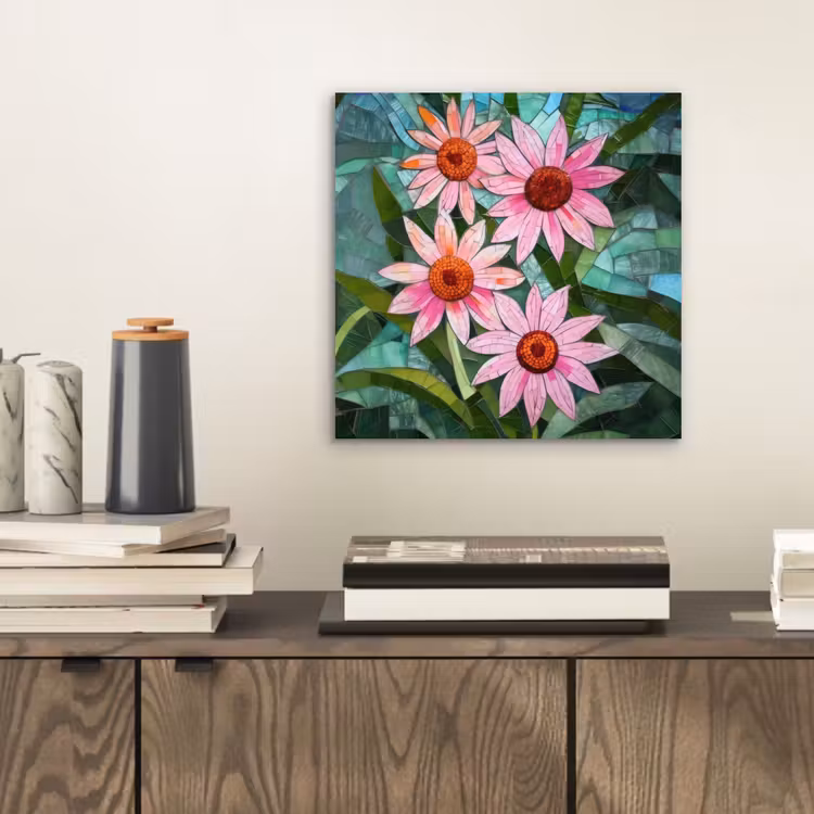 Aluminium schilderij - Bloemen - Roze - Glasmozaïek — 2