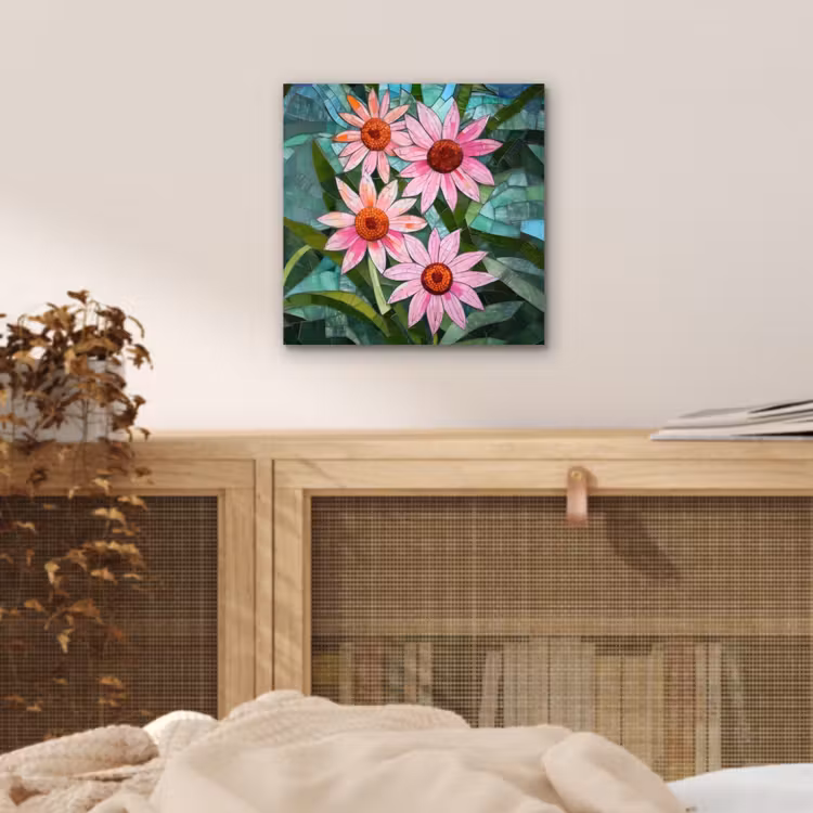 Aluminium schilderij - Bloemen - Roze - Glasmozaïek — 4