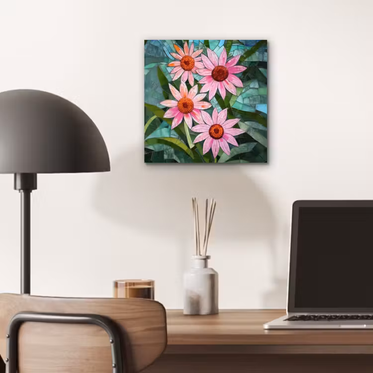 Aluminium schilderij - Bloemen - Roze - Glasmozaïek — 6