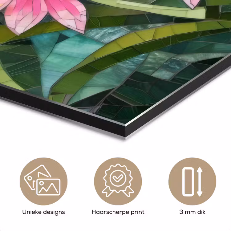 Aluminium schilderij - Bloemen - Roze - Glasmozaïek — 7