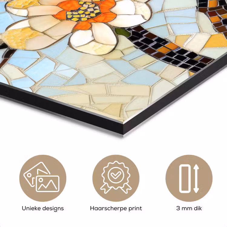 Aluminium schilderij - Bloesems - Wit - Mozaïek - Tak — 7