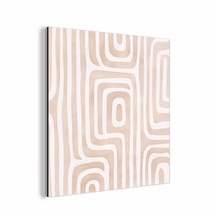 Aluminium schilderij - Decoratief - Labyrint - Beige — 1