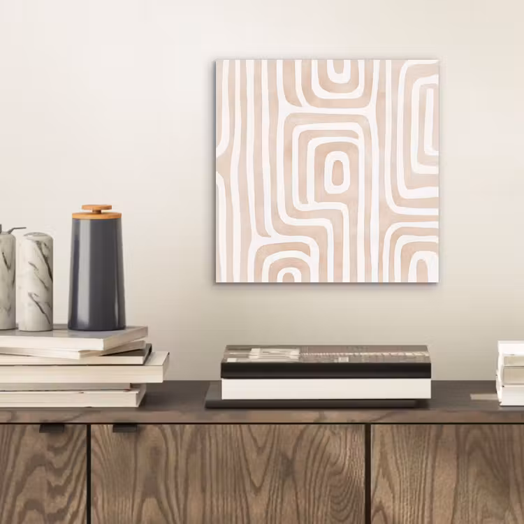 Aluminium schilderij - Decoratief - Labyrint - Beige — 2