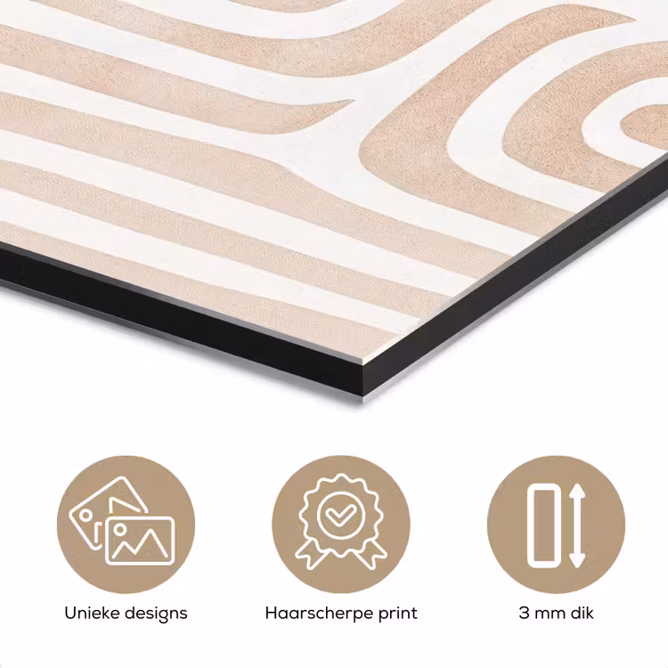 Aluminium schilderij - Decoratief - Labyrint - Beige — 7