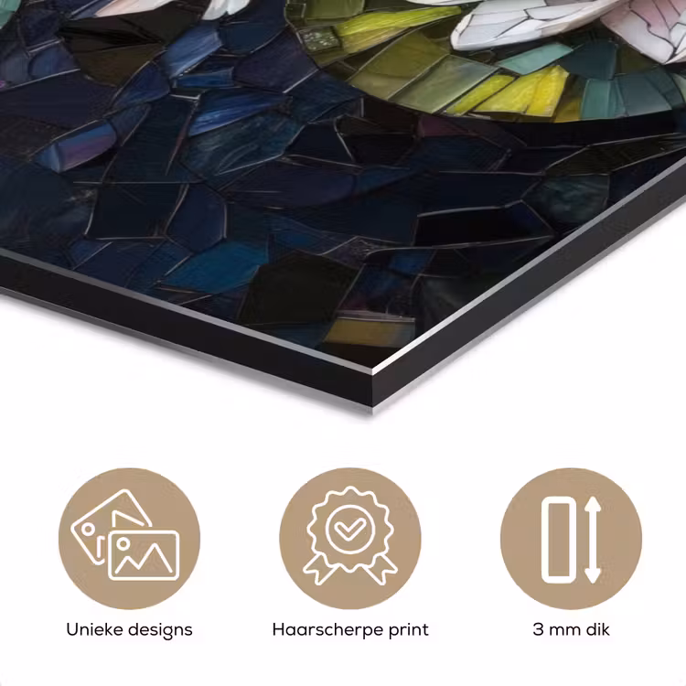 Aluminium schilderij - Glasstukjes - Leliebladeren - Vis - Oranje — 7