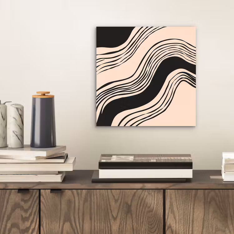 Aluminium schilderij - Golven - Zwart - Zandkleur — 2