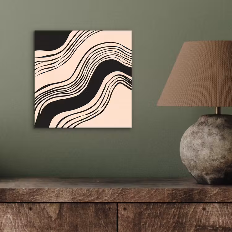 Aluminium schilderij - Golven - Zwart - Zandkleur — 3