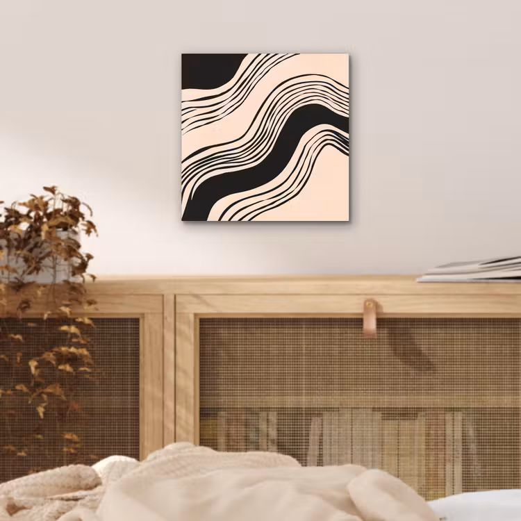 Aluminium schilderij - Golven - Zwart - Zandkleur — 4