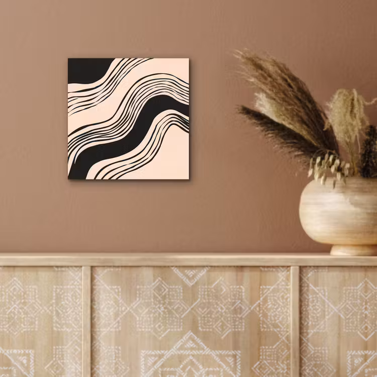 Aluminium schilderij - Golven - Zwart - Zandkleur — 5