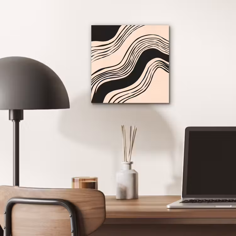 Aluminium schilderij - Golven - Zwart - Zandkleur — 6