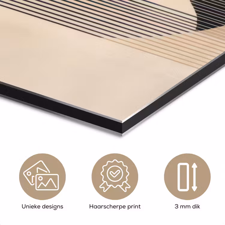 Aluminium schilderij - Grafisch gebogen motief - Beige — 7
