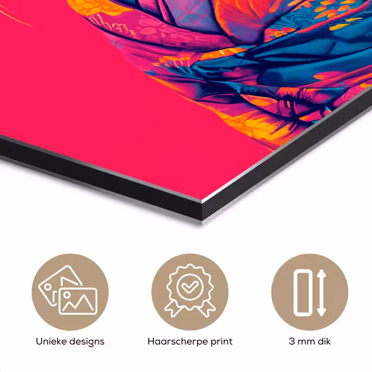 Aluminium schilderij - Kat - Kimono - Bloemen - Roze — 7