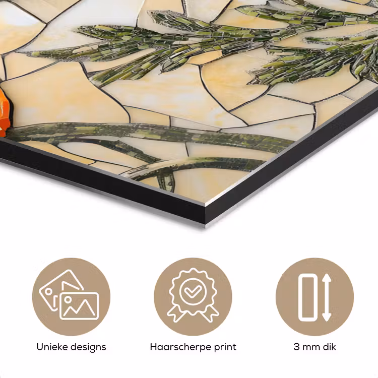 Aluminium schilderij - Klaprozen - Oranje - Mozaïek - Bladeren — 7