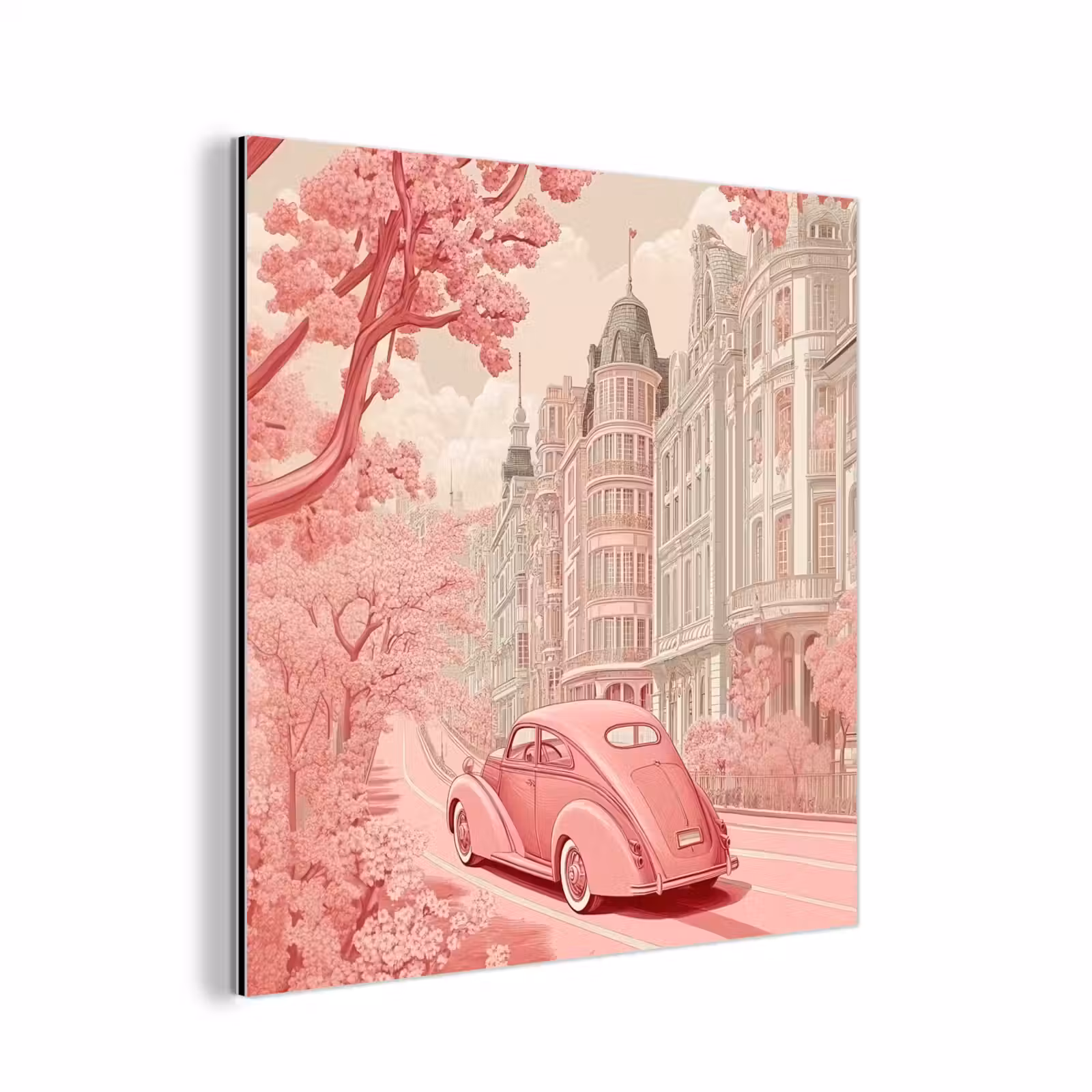 Aluminium schilderij - City - Car - Pink — 1