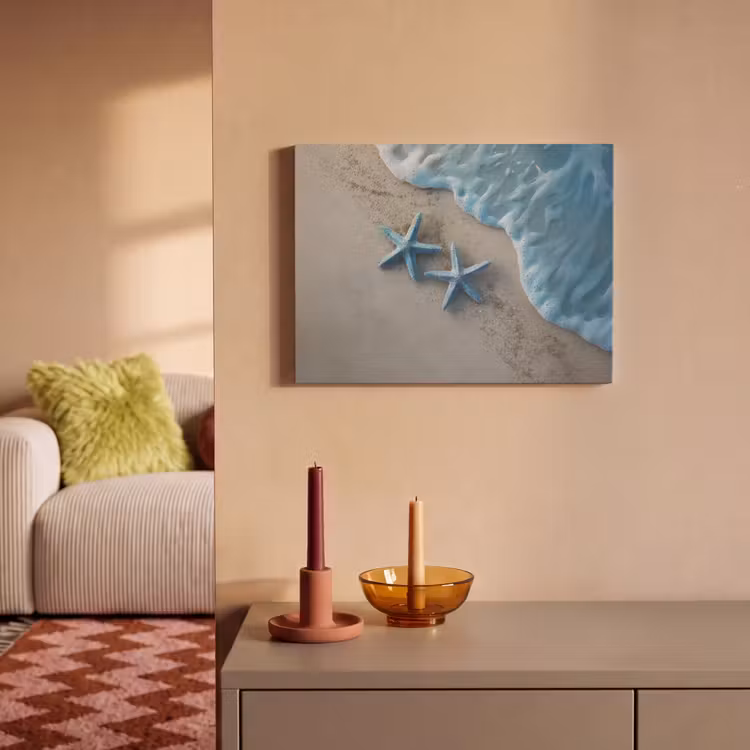 Akoestisch schilderij - Zeesterren - Zand - Zee - Blauw — 2