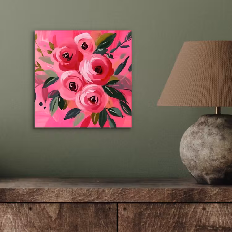 Aluminium schilderij - Bloemen - Verf - Roze — 3