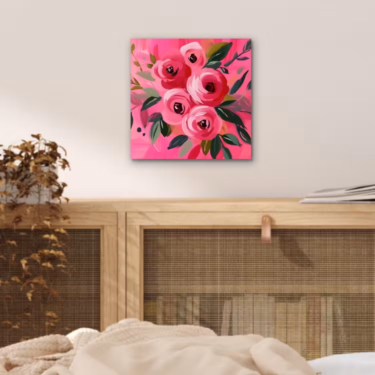 Aluminium schilderij - Bloemen - Verf - Roze — 4