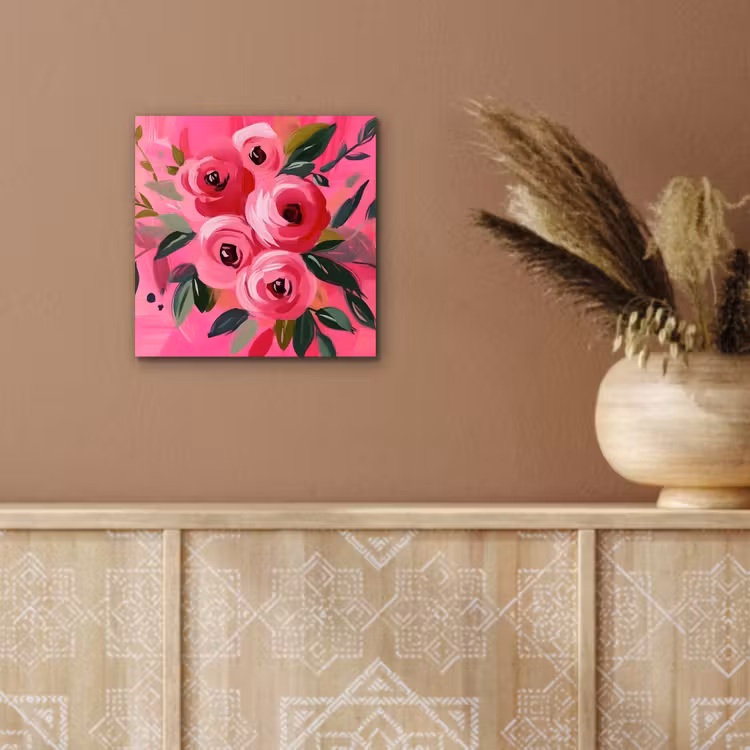 Aluminium schilderij - Bloemen - Verf - Roze — 5