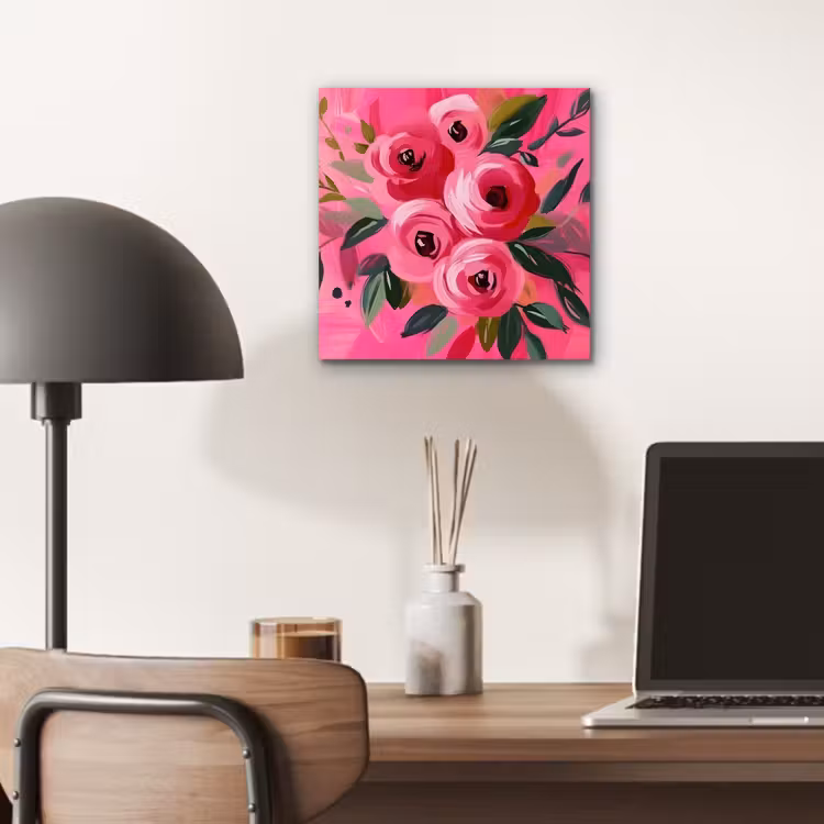Aluminium schilderij - Bloemen - Verf - Roze — 6