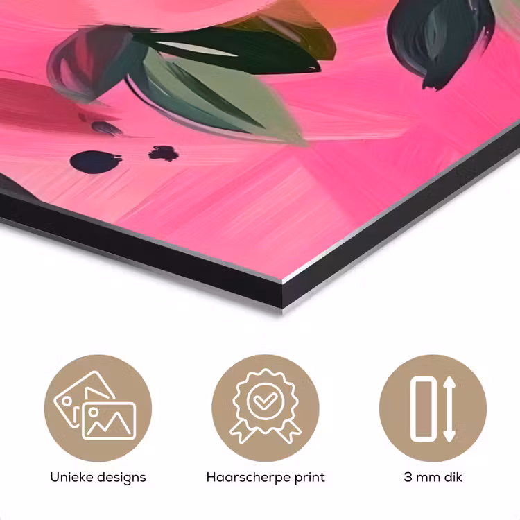 Aluminium schilderij - Bloemen - Verf - Roze — 7