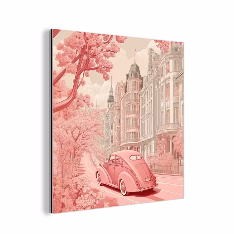 Aluminium schilderij - City - Car - Pink — 1