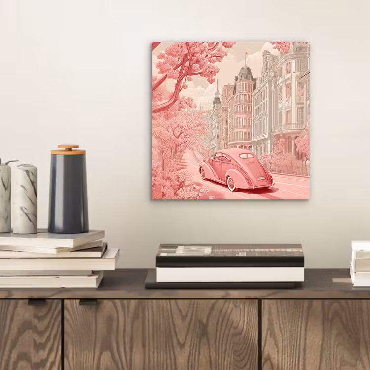 Aluminium schilderij - City - Car - Pink — 2