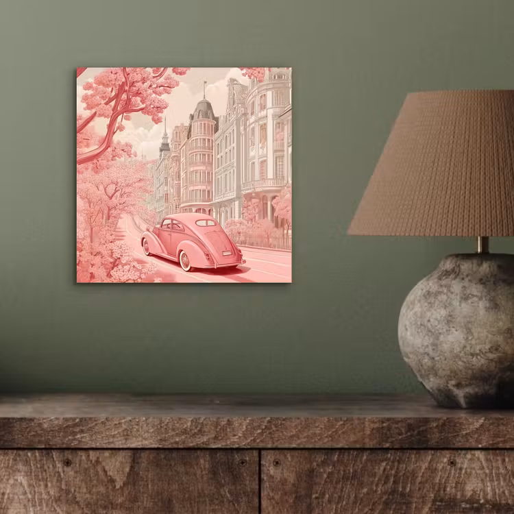 Aluminium schilderij - City - Car - Pink — 3