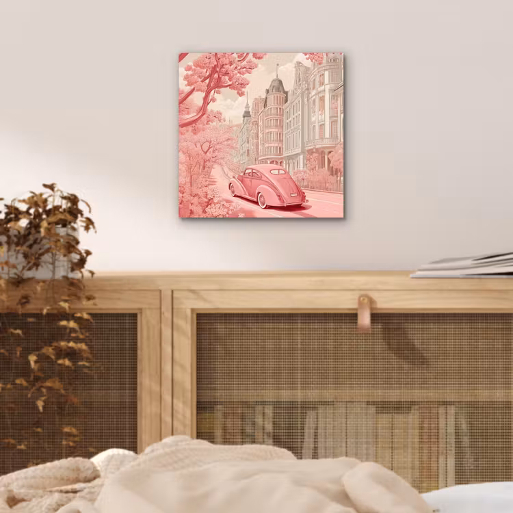 Aluminium schilderij - City - Car - Pink — 4