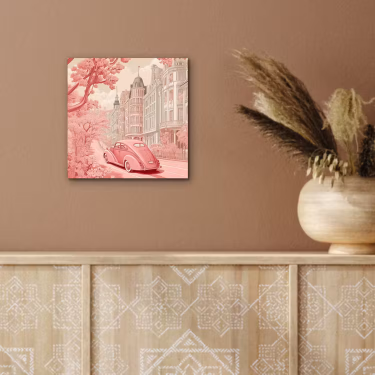 Aluminium schilderij - City - Car - Pink — 5