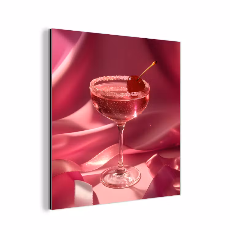 Aluminium schilderij - Cocktail - Pink - Luxe — 1
