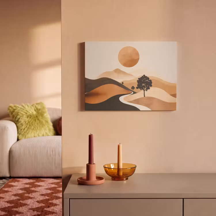 Akoestisch schilderij - Zon - Heuvels - Boom - Abstract — 2