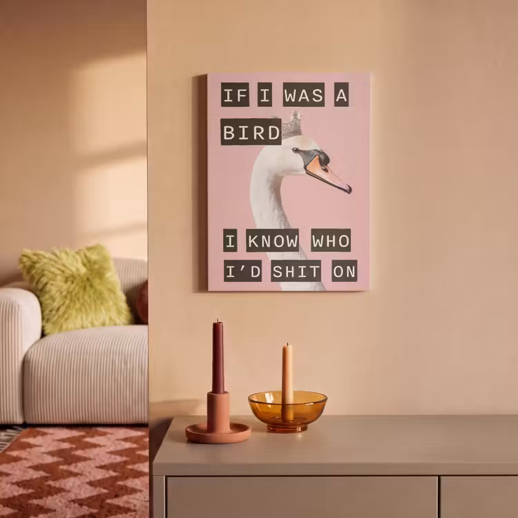 Akoestisch schilderij - Zwaan - Vogel - Decoratie - Roze — 2
