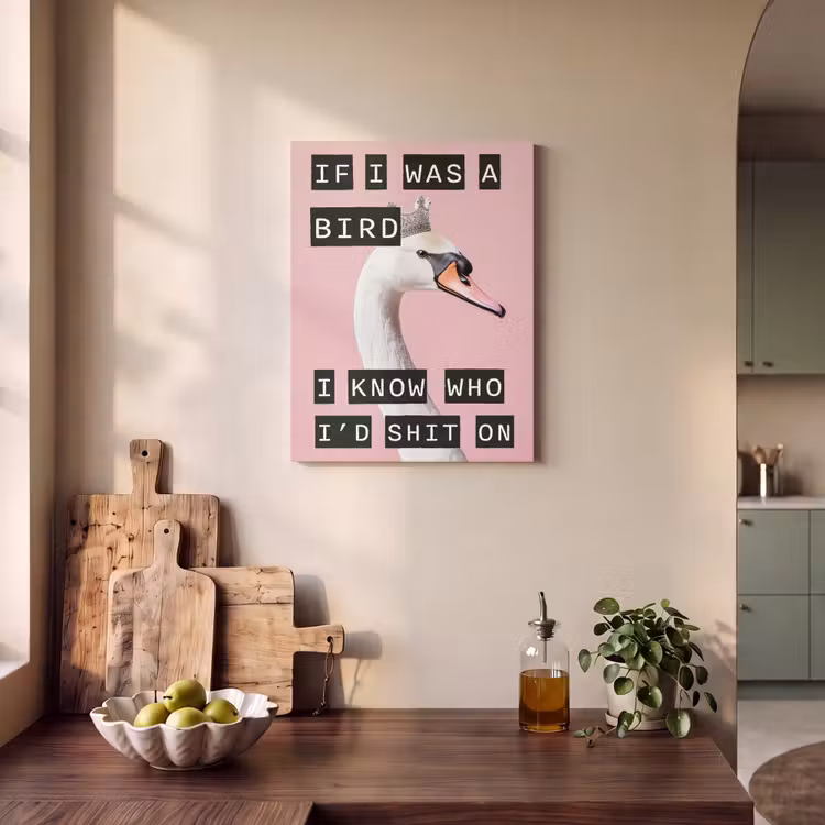 Akoestisch schilderij - Zwaan - Vogel - Decoratie - Roze — 3