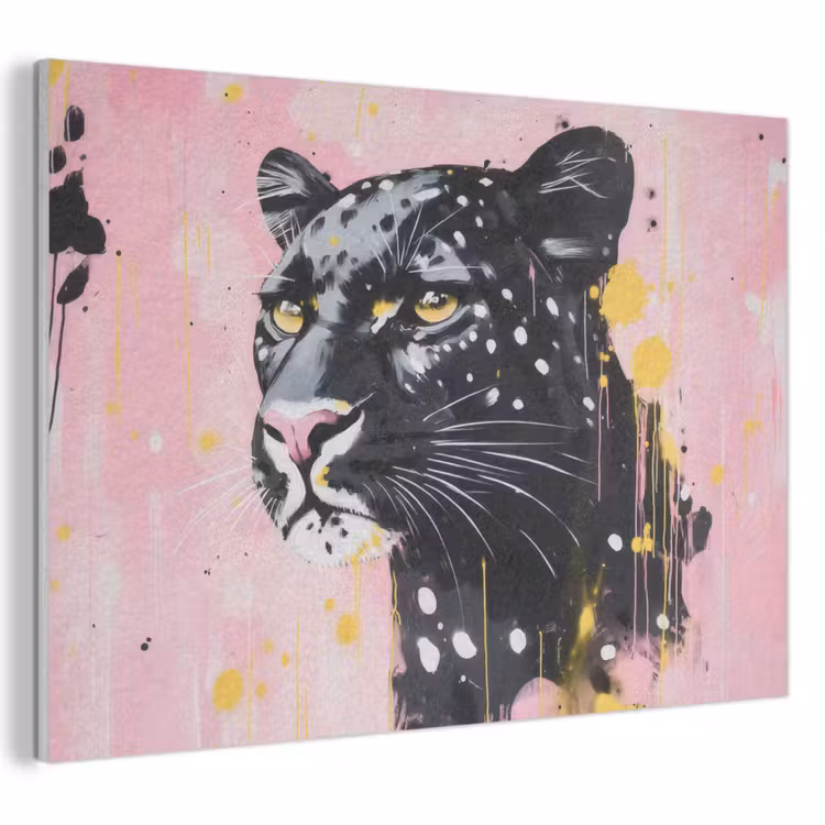Akoestisch schilderij - Zwart - Panter - Roze - Abstract — 1