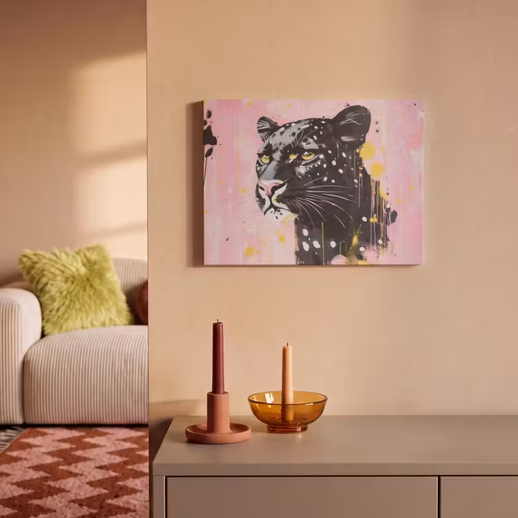 Akoestisch schilderij - Zwart - Panter - Roze - Abstract — 2
