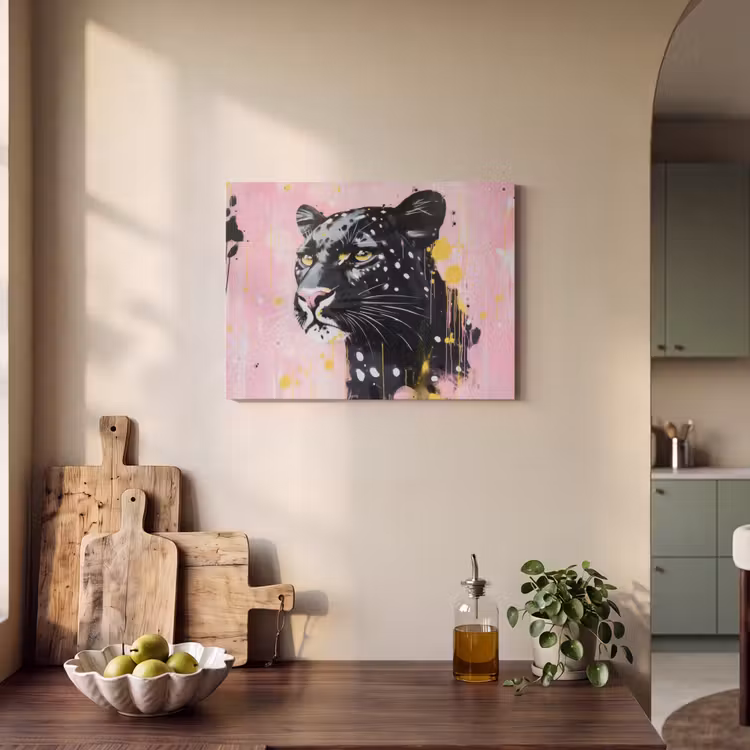Akoestisch schilderij - Zwart - Panter - Roze - Abstract — 3