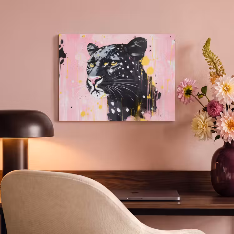 Akoestisch schilderij - Zwart - Panter - Roze - Abstract — 4